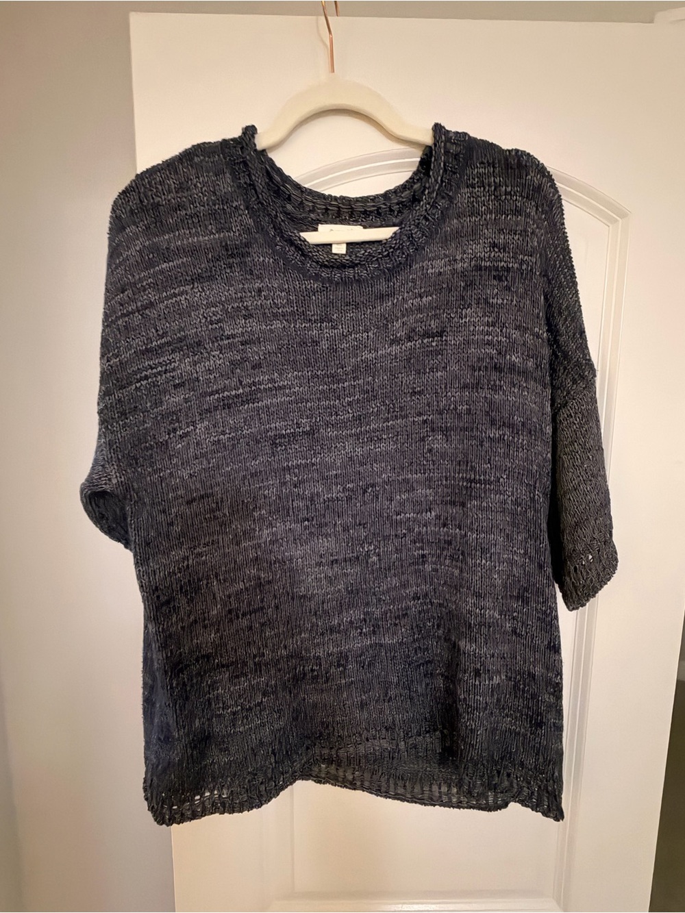ODDY Navy Heather Short-Sleeve Crewneck Sweater